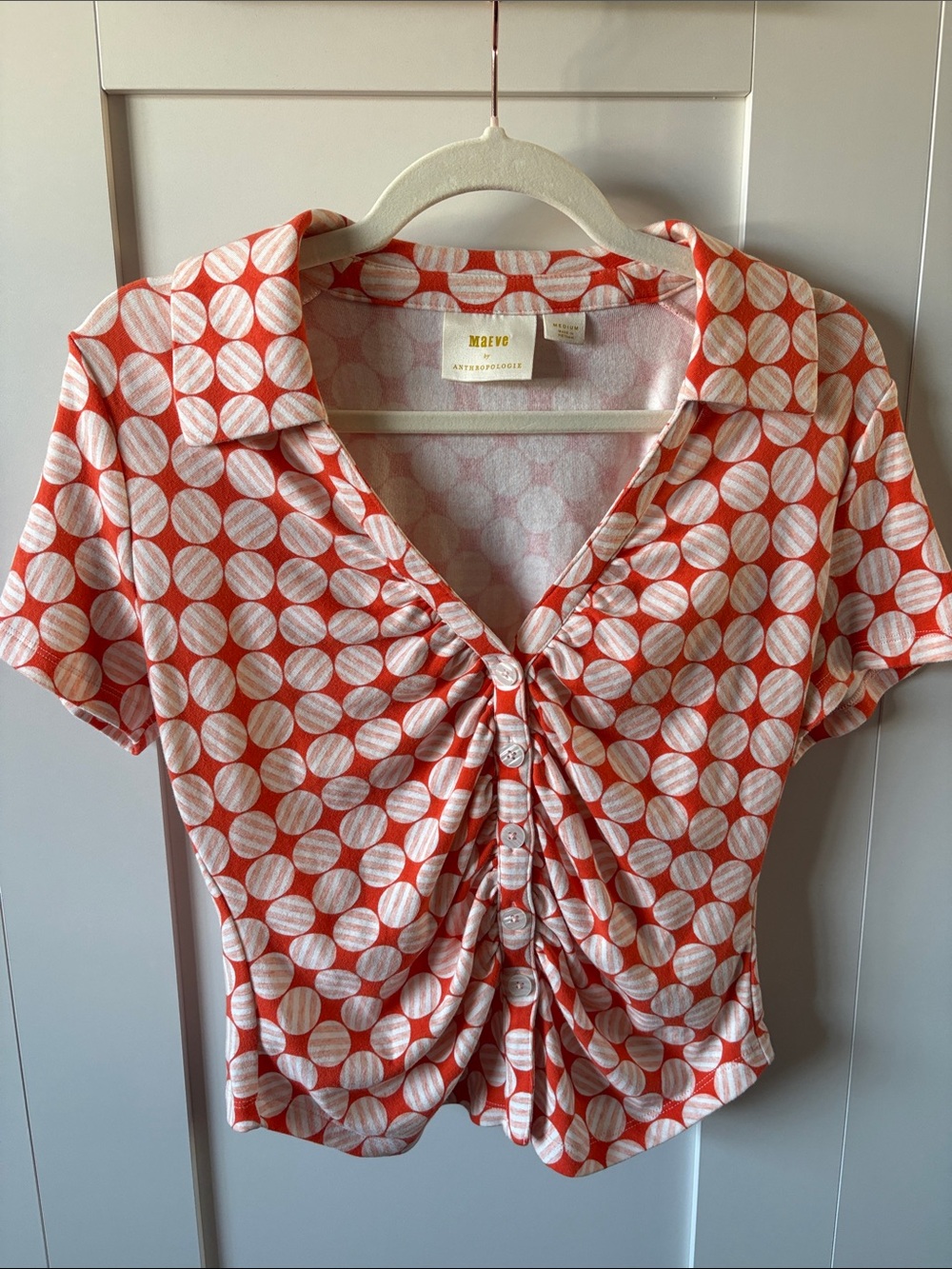 Anthropologie Maeve Ruched Button-Front Top - Picture 4 of 8